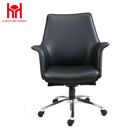 MIF Swivel Low Back Office Chair, Black PU Leather