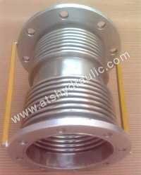 Double Axial Bellow With Flange - Stainless Steel , Painted Silver Finish, Round Head Code, Designed for Pipe Usage