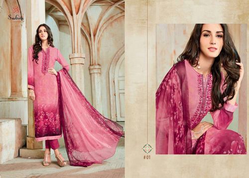 COTTON SATIN COMB PRINTED WITH EMBROIDARY SALWAR KAMEEZ
