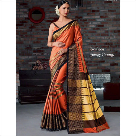 Nosheen Tangy Orange Designer Saree