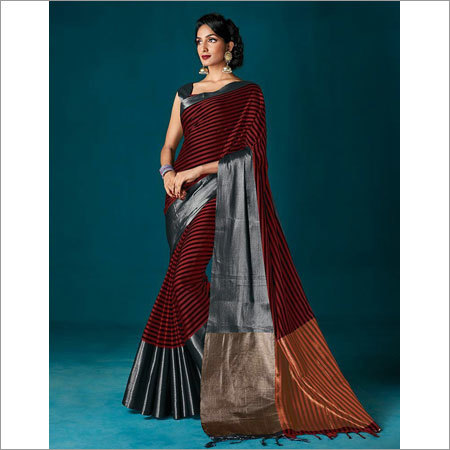 Polyester Cotton Printed Saree