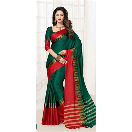 Polyester Cotton Fancy Partyware Saree