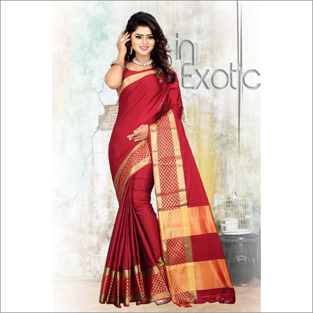 Polyester Cotton Designer Partywear Saree