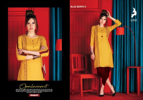 REYON FABRIC SLUB QUALITY KURTI WITH SILAI PATTERN