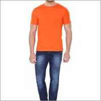 Orange Plain Round Neck T-Shirt