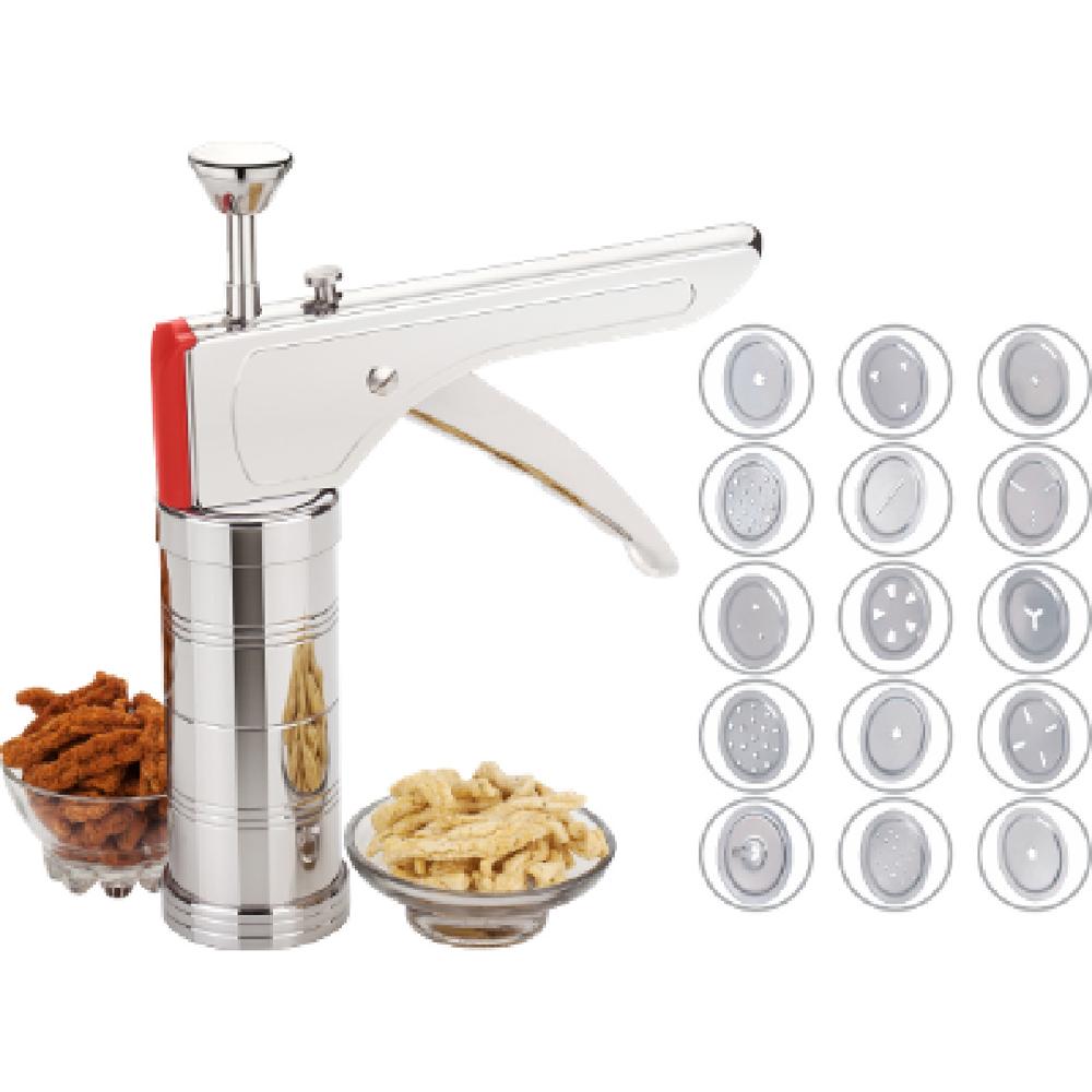 Kitchen Press - Stainless Steel, With 15 Blades, Multicolour Plastic Design | Push Button Functionality