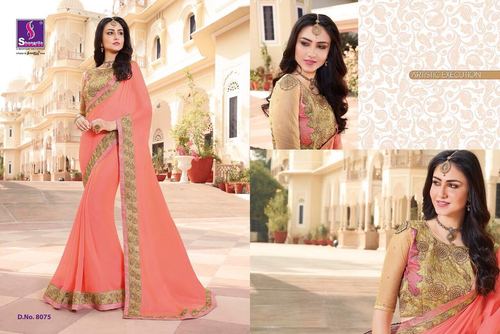 Pink Colour Designer Cotton Silk Saree