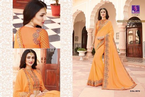 Pink Colour Border Work Silk saree
