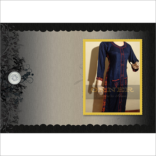 Rayon Full Sleeve Embroidery Knee Length Kurti Rayon Full Sleeve Embroidery Knee Length Kurti