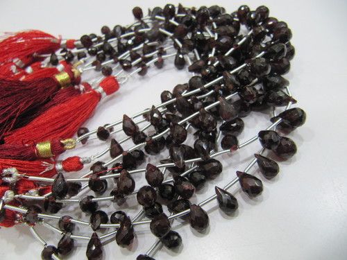 Natural Mozambique Garnet Teardrop 5x8mm to 6x10mm Strand 8 inch long