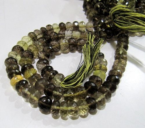 Natural Bio Lemon Quartz Rondelle Faceted Beads,