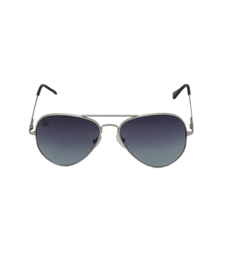 Mens Silver & Grey Aviator Sunglasses - Stainless Frame, PC Lenses | Unisex Design, 100% UV Protection, Comfortable Nose Pads, Stylish Purple Lenses