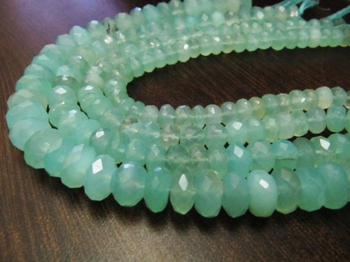 Natural Aqua Blue Chalcedony Far Size Beads Rondelle Faceted Size 9-10 mm You Choose Strand 8 inches Long gemstone Beads