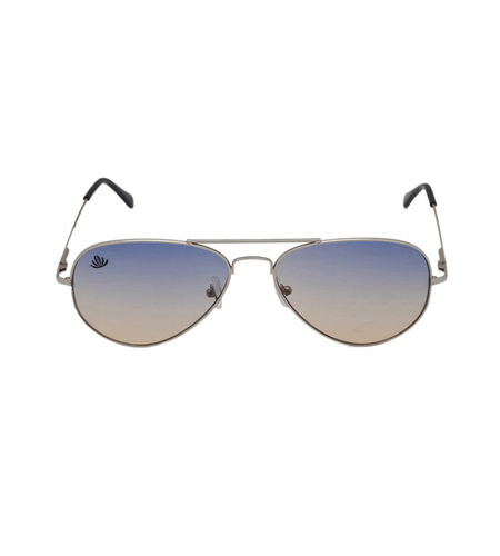 Aviator Unisex Sunglasses - Stainless Frame, Blue PC Lenses | Comfortable Nose Pads, 100% UV Protection, Attractive Packaging