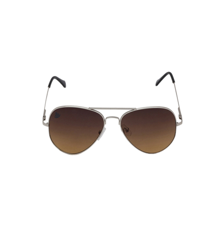 Mens Silver & Brown Sunglasses - Stainless Steel Frame, PC Lenses, Golden Color Frame, Brown Lenses | Comfortable Nose Pads, 100% UV Protection, Attractive Packing