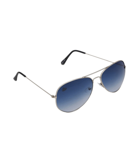 Mens Silver & Skyblue Aviator Sunglasses - Stainless Frame, PC Lenses | 100% UV Protection, Comfortable Nose Pads, Fashion-Forward Design