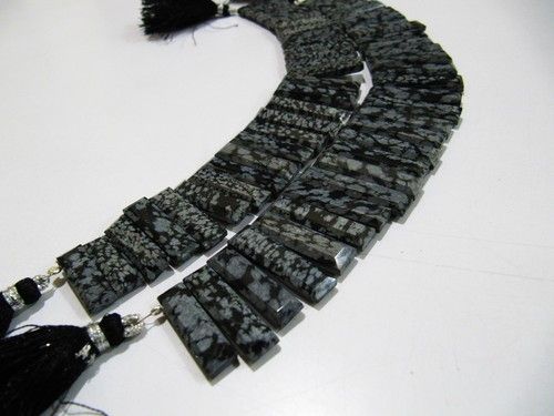 AAA Quality Natural Black Opsidean Long Baguette Shape Beads