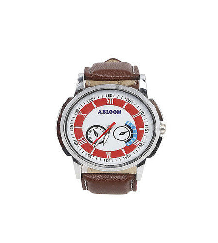 Mens Brown & White Analog Watch - Synthetic Material, Free Size, Round Shape | Fashion Wrist Watch for Men