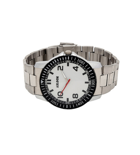 Mens Black & Silver Wrist Watch - Color: White