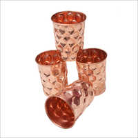 Copper Hammered Glass - Cylindrical Shape, Eye-pleasing Gilded Copper Finish | Unique Hexagonal Design, Health Benefits For Mind And Body