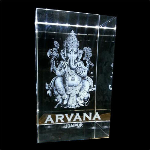 3D Crystal Engraved Ganesh