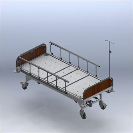 Mechanical ICU bed with SS Head and Foot Bows and SS Side Railings