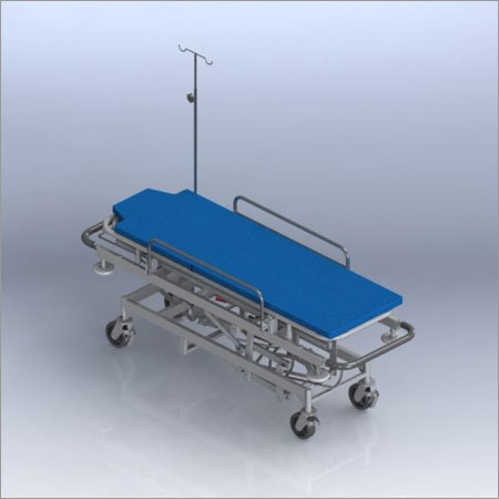 Emergency Recovery Trolley - Stainless Steel 78" x 28" x 36" Blue | Central Locking Brake Waterproof Mattress IV Pole 500 lbs Capacity