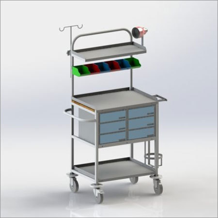 Crash Cart with SS Shelves