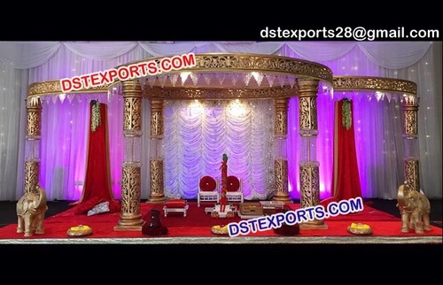 Customized Indian Crystal Fiber Wedding Mandap