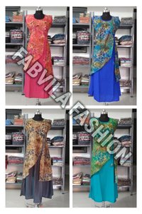Sky Blue Printed Plain Kurti