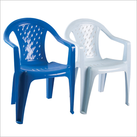 Marble White And Blue Plastic Arm Chair