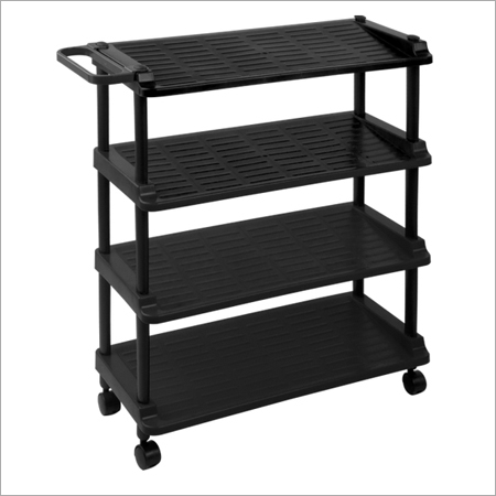 Black Plastic 4 Tier Shoe Rack With Umbrella Stand