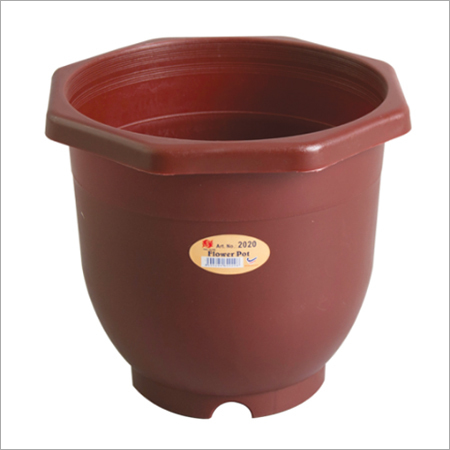 Plastic Flower Pot - PP Material, 274x230 mm, Brown | Lightweight, Durable, Crack Proof, Drainage Hole