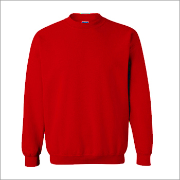 Men's Red Coloured Sweatshirt With Rib Neck