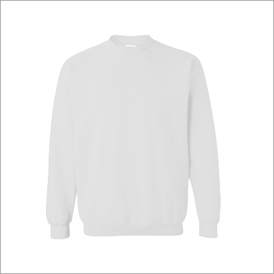 Men's White Coloured Sweatshirt With Rib Neck