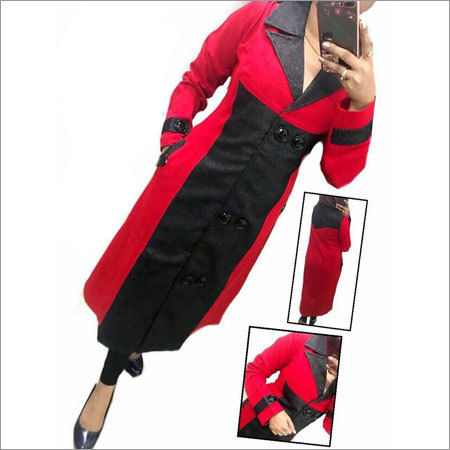 Red & Black Ladies Fancy Woolen Kurti