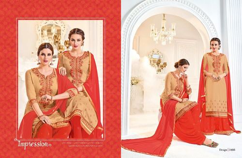 Beige & Orange Punjabi Salwar Suit Supplier