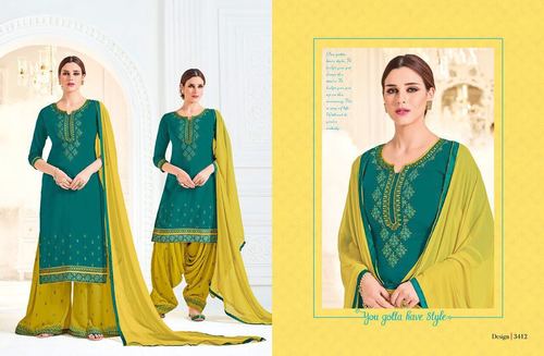 Green & Mustard Designer Patiyala Salwar Kameez