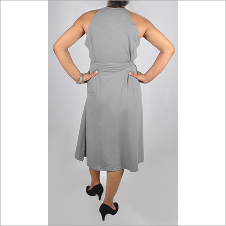 All Hdd 715 03 Gather Neck Sleeveless Dress With Belt Back