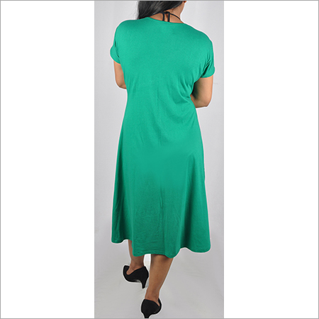 Green Hdd-715-05-Knee Length Tunic Dress-Back