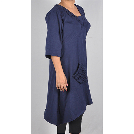 All Hdd-715-11-Asymmetrical Dress With Designer Front Pocket-Side