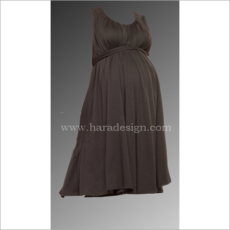 Breathable Hymd1614 - Round Neck Gather Dress With Belt