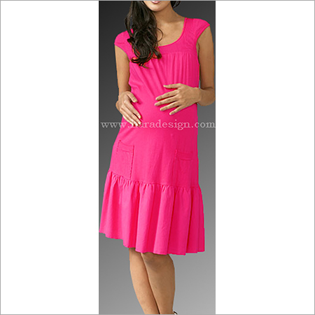 All Hymd1687 - Round Neck Cotton Dress With Pockets