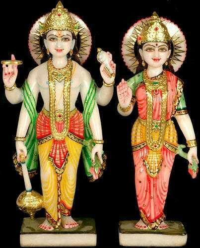 Vishnu Laxmi Marble Statue
