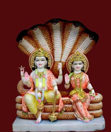 Marble Vishnu Laxmi God Statue