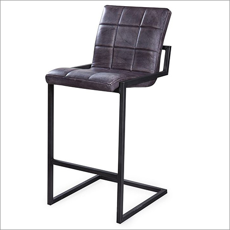 Bar Chair With Square Pipes And Leather Seat