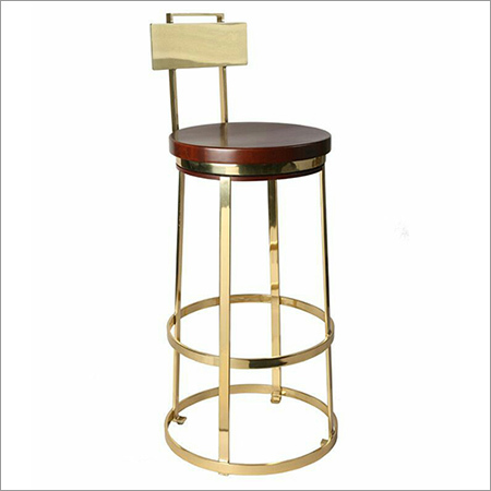 Iron Rattan Bar Chair with Brass Finish
