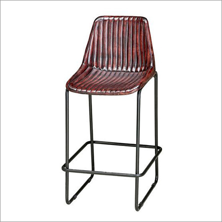 Iron Pipe Bar Chair With Leather Coated Seat