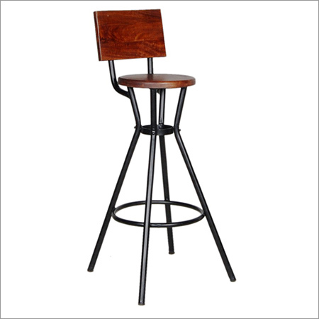Iron Pipe Bar Chair With Wooden Back And Seat
