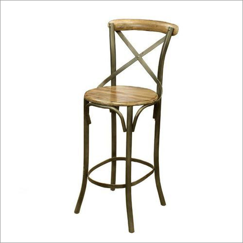 Iron Pipe Corss Back Bar Chair